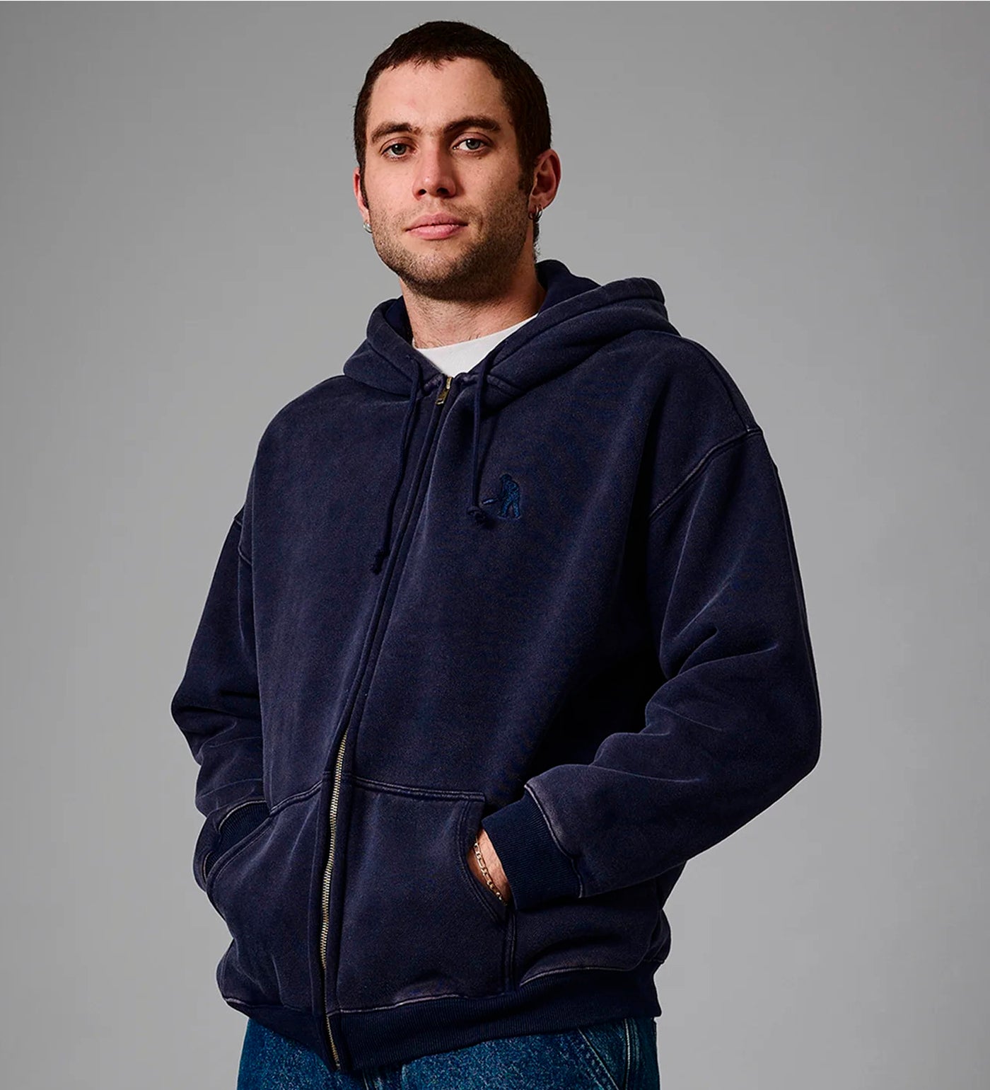 Solid Workers Zip, Washed Navy