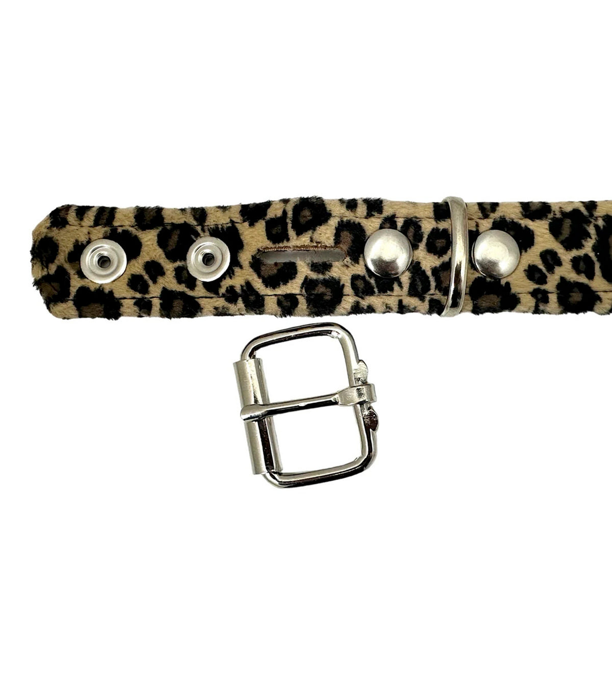2 Row Pyramid Stud, Brown Leopard/Silver