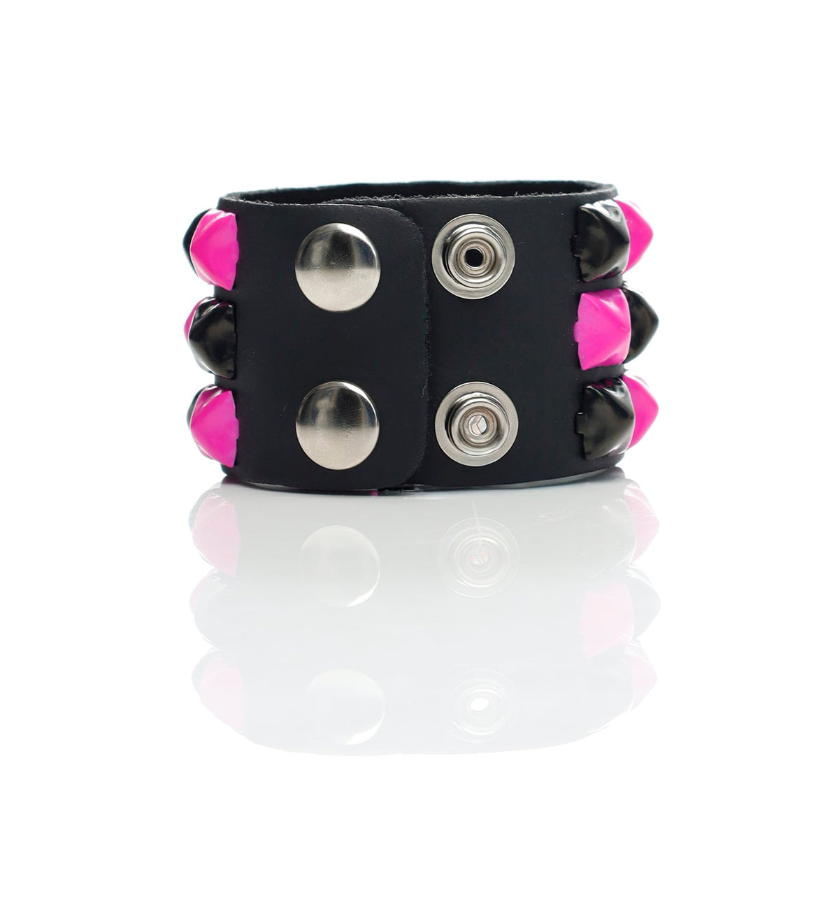3 Row Pyramid Stud, Black/Pink/Black