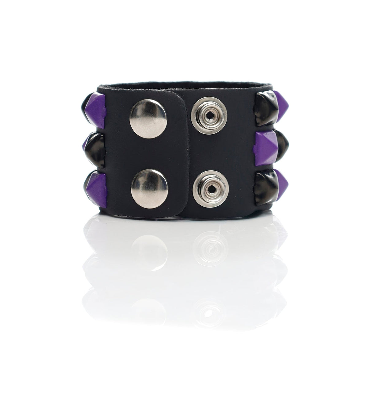 3 Row Pyramid Stud, Black/Purple/Black