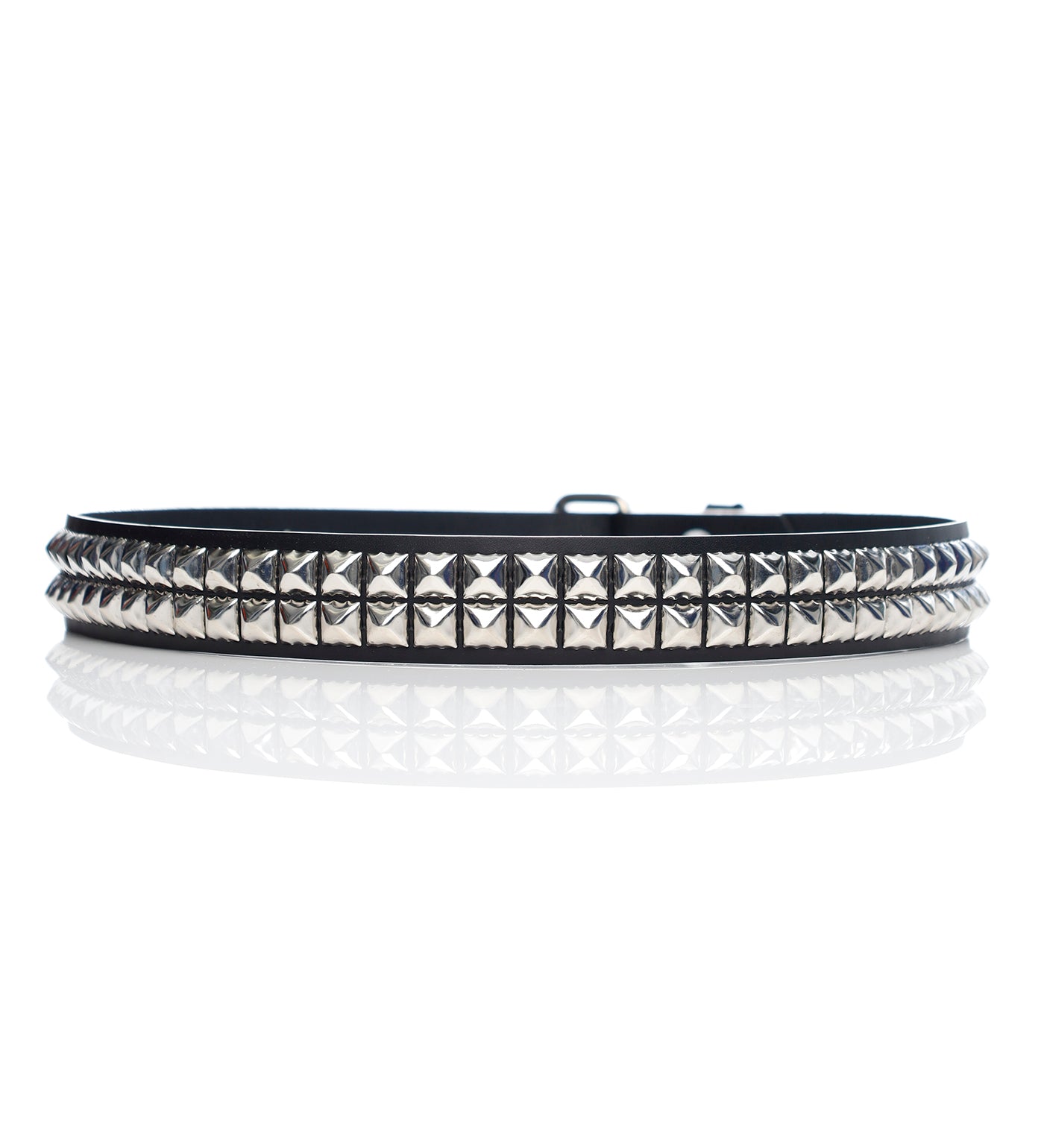 2 Row Pyramid Stud, Black/Silver