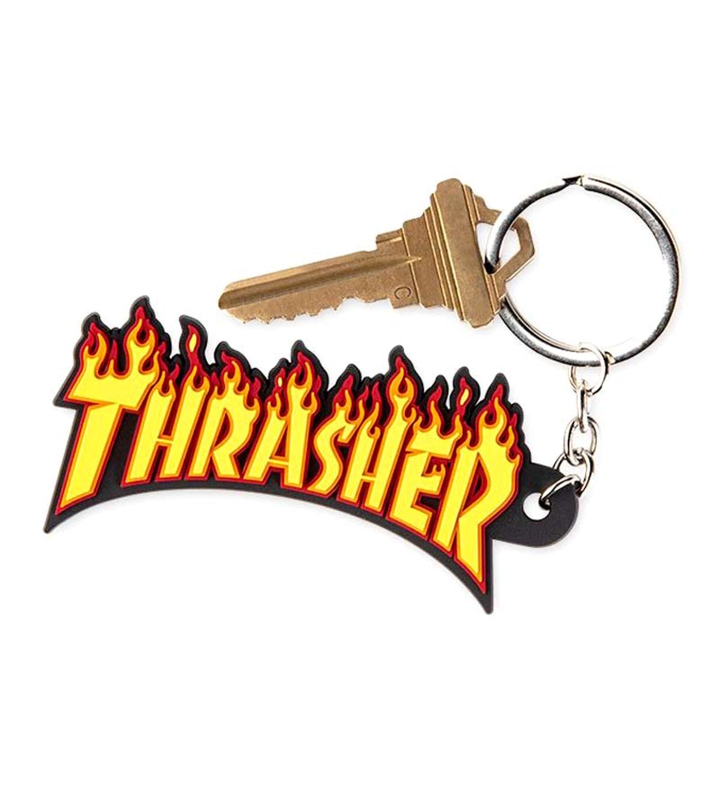 Flame Logo Keychain, Black/Flame