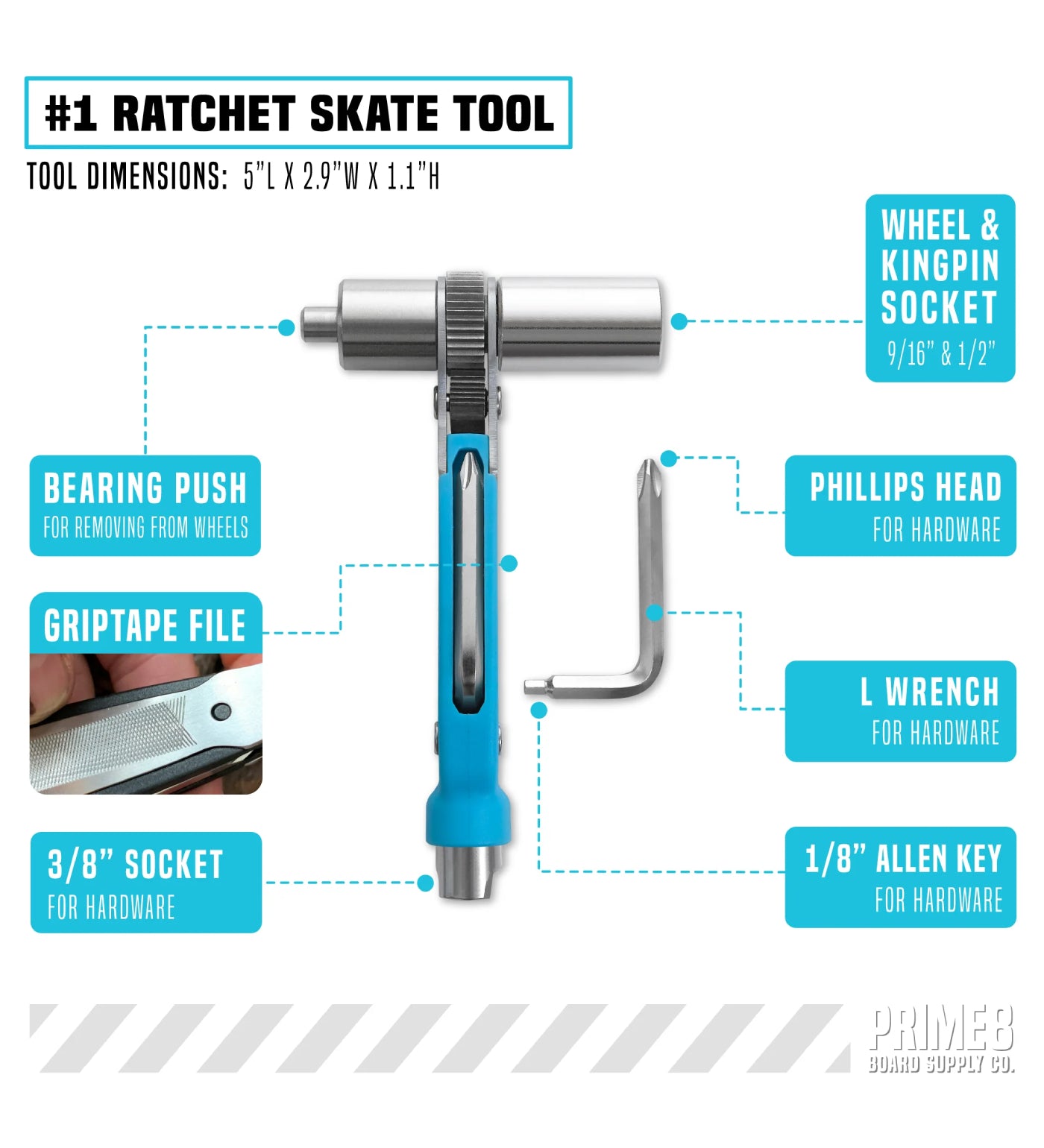 Prime8 Ratchet tool, Black