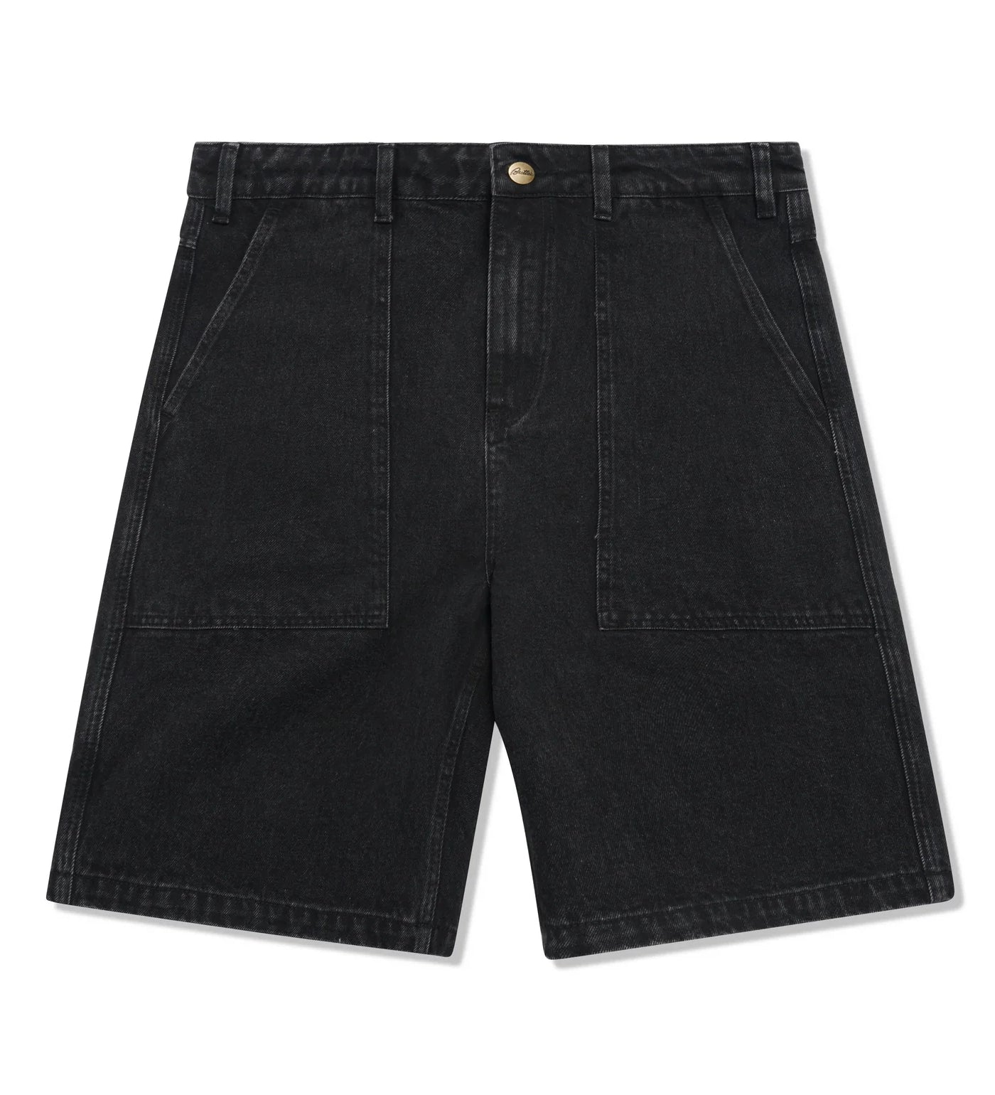 Patch Pocket Denim Shorts, Washed Black