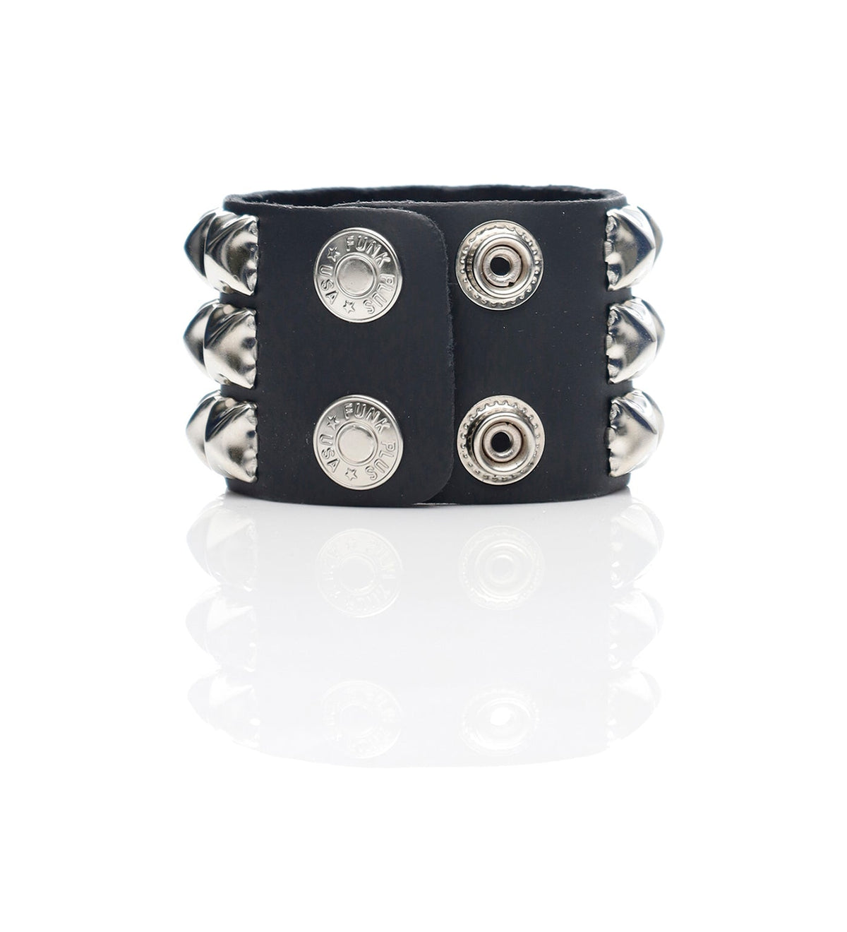 3 Row Pyramid Stud, Black/Silver