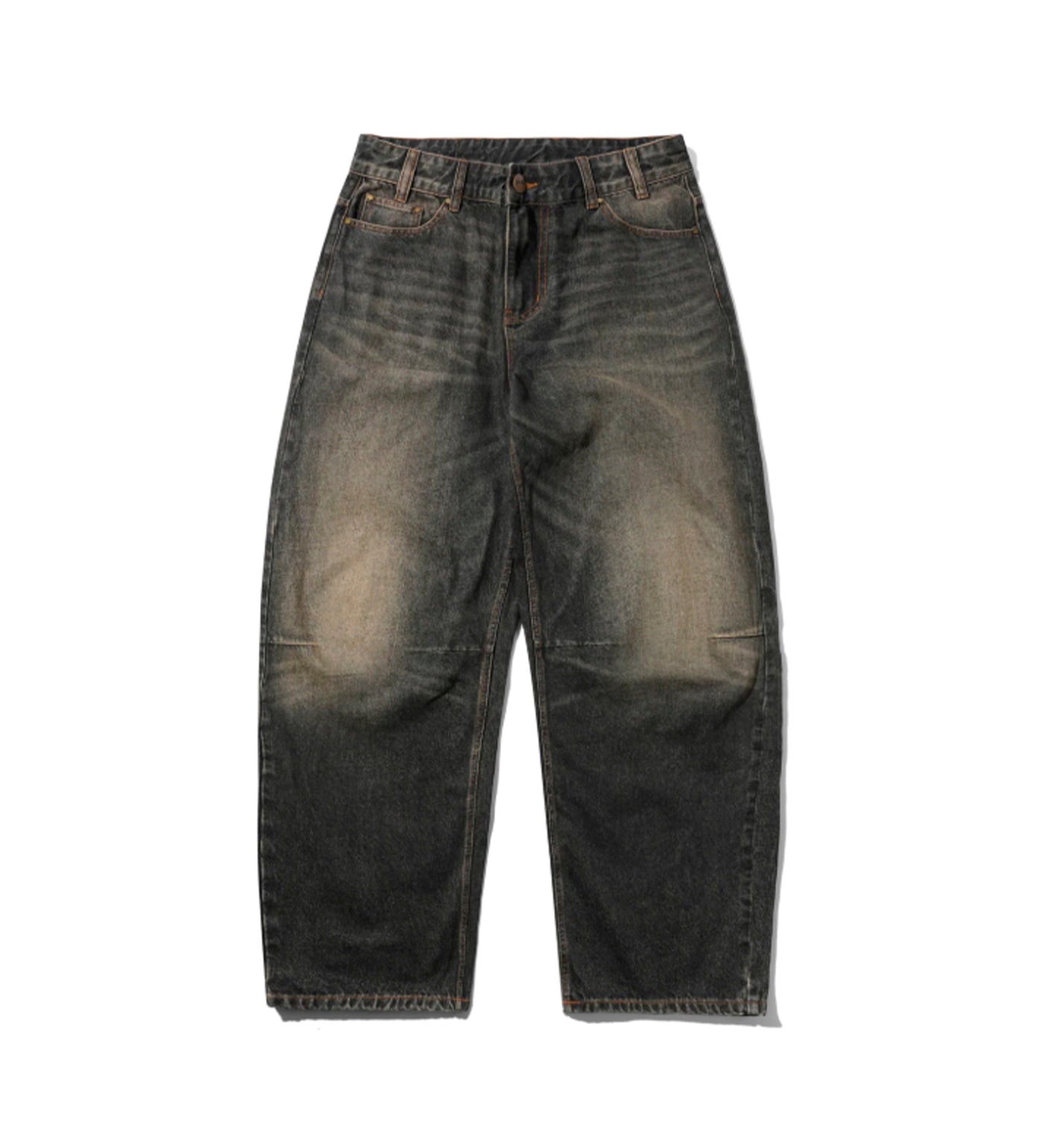 Wide Cut, Faded Brown Wash