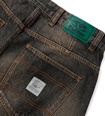 Wide Cut, Faded Brown Wash