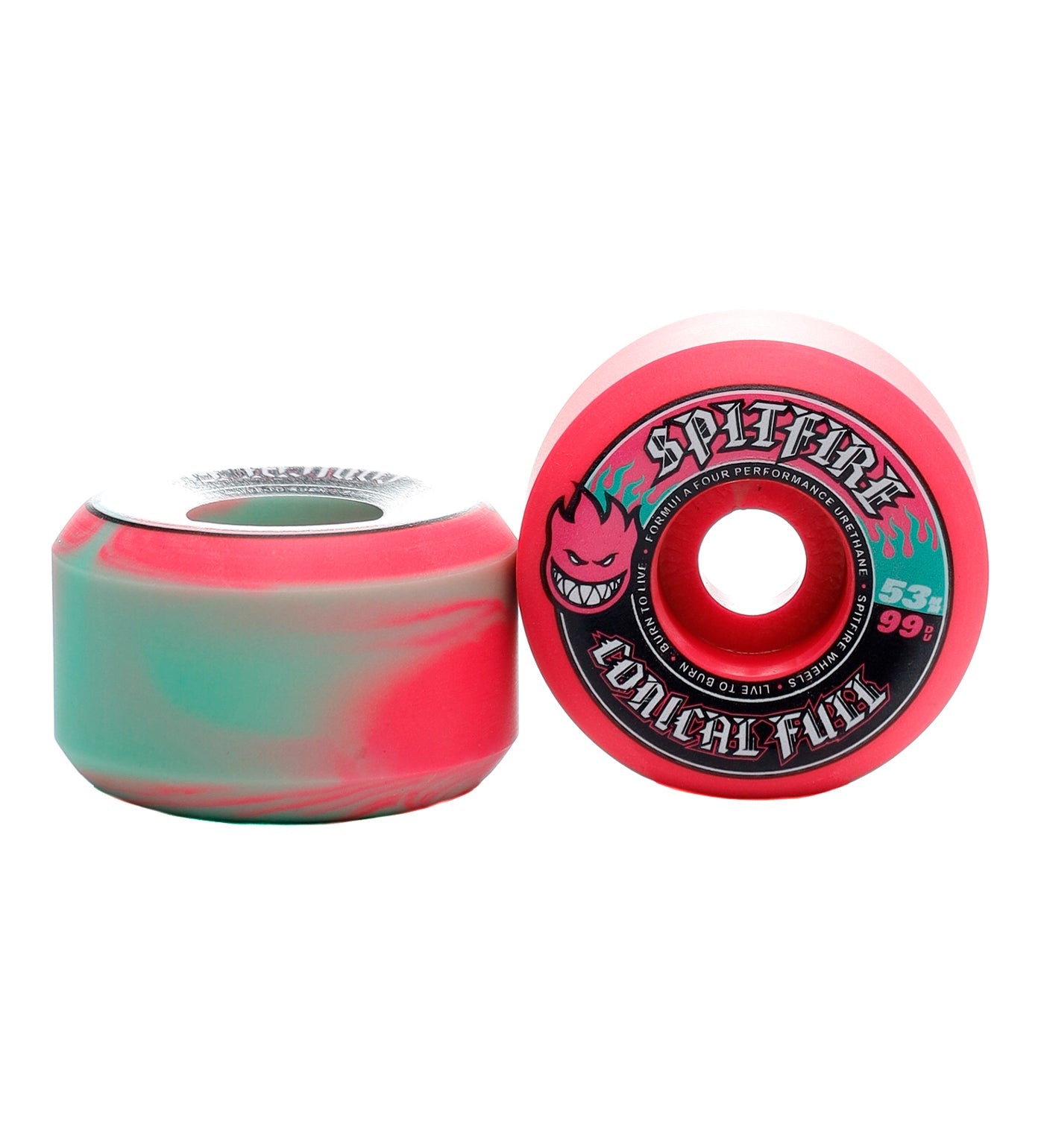 F4 Conical Full 99a, Teal/Pink Swirl