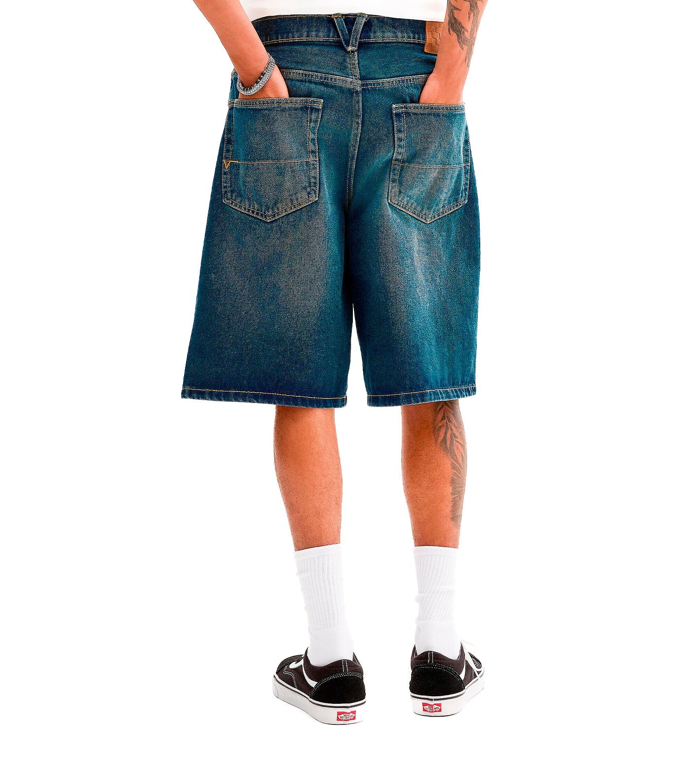Check-5 Baggy Jort, Dirty Medium Indigo
