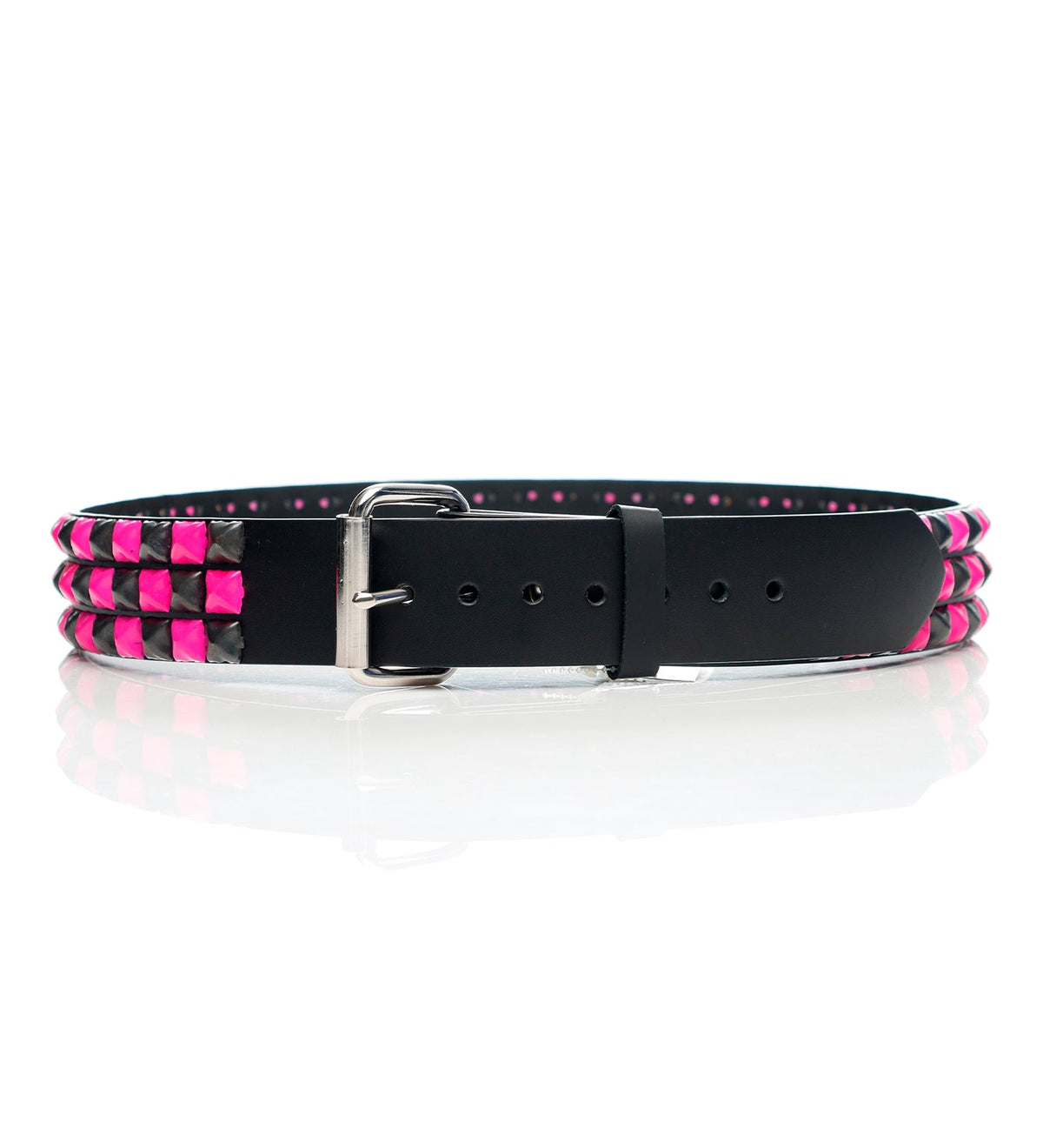 3 Row Pyramid Stud, Black/Pink/Black