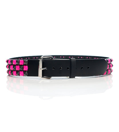 3 Row Pyramid Stud, Black/Pink/Black