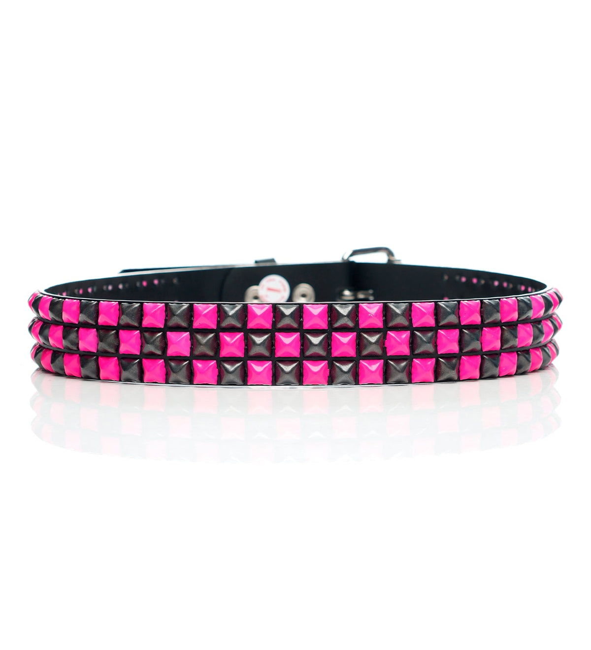 3 Row Pyramid Stud, Black/Pink/Black
