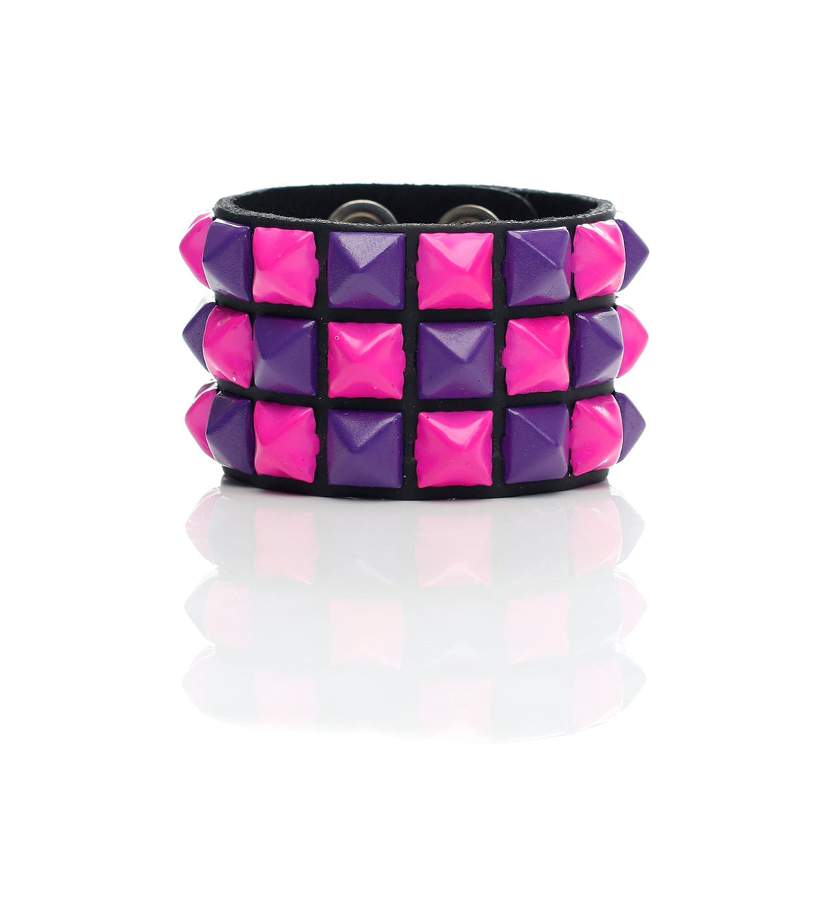 3 Row Pyramid Stud, Black/Pink/Purple