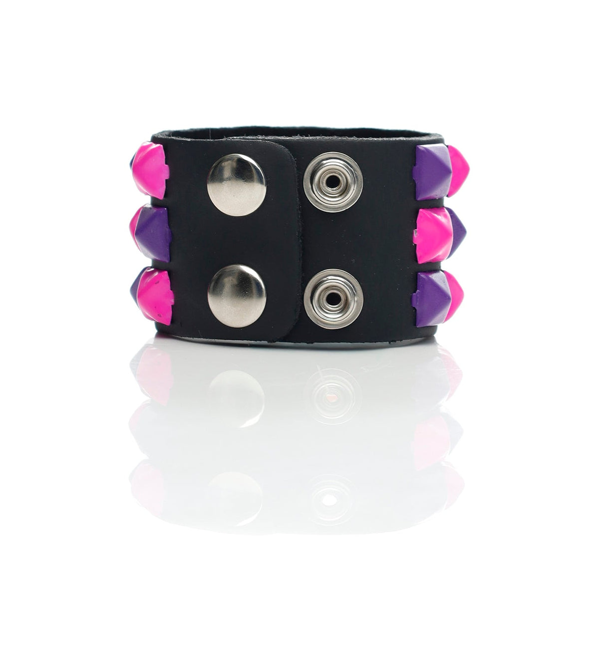 3 Row Pyramid Stud, Black/Pink/Purple