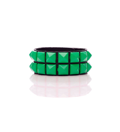 2 Row Pyramid Stud, Black/Green