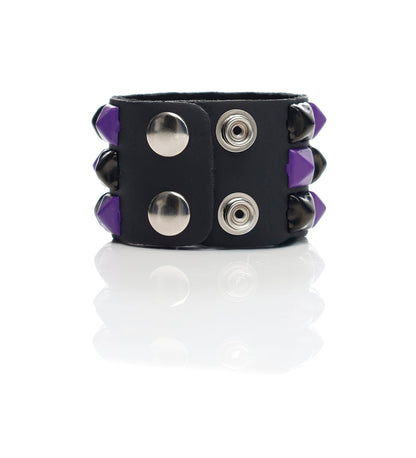 3 Row Pyramid Stud, Black/Purple/Black