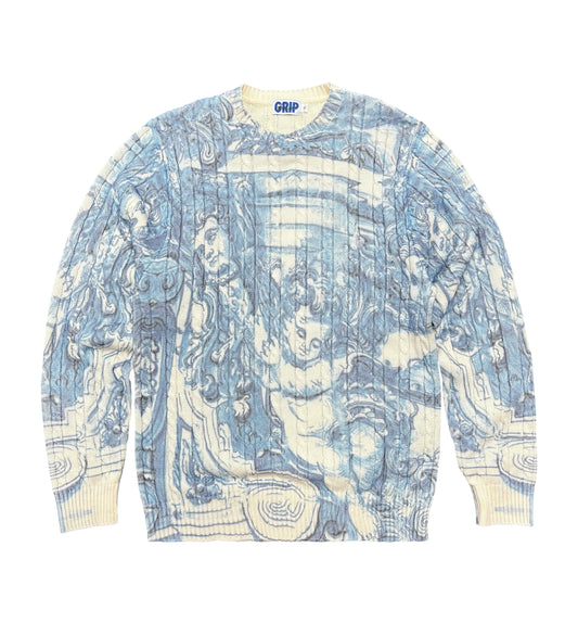 Ceramic Cable Knit, White/Blue